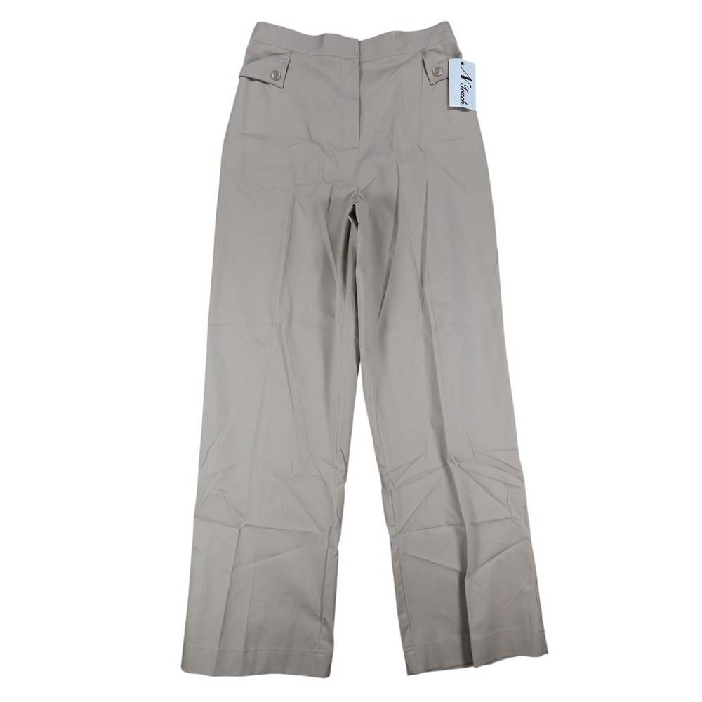 N Touch Dress Pants Womens 8 Khaki Beige Stretch Cotton Straight Leg New NWT